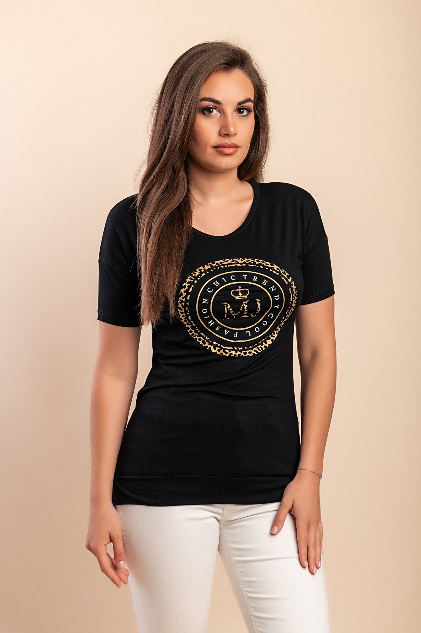 T-shirt in cotone con stampa, nera