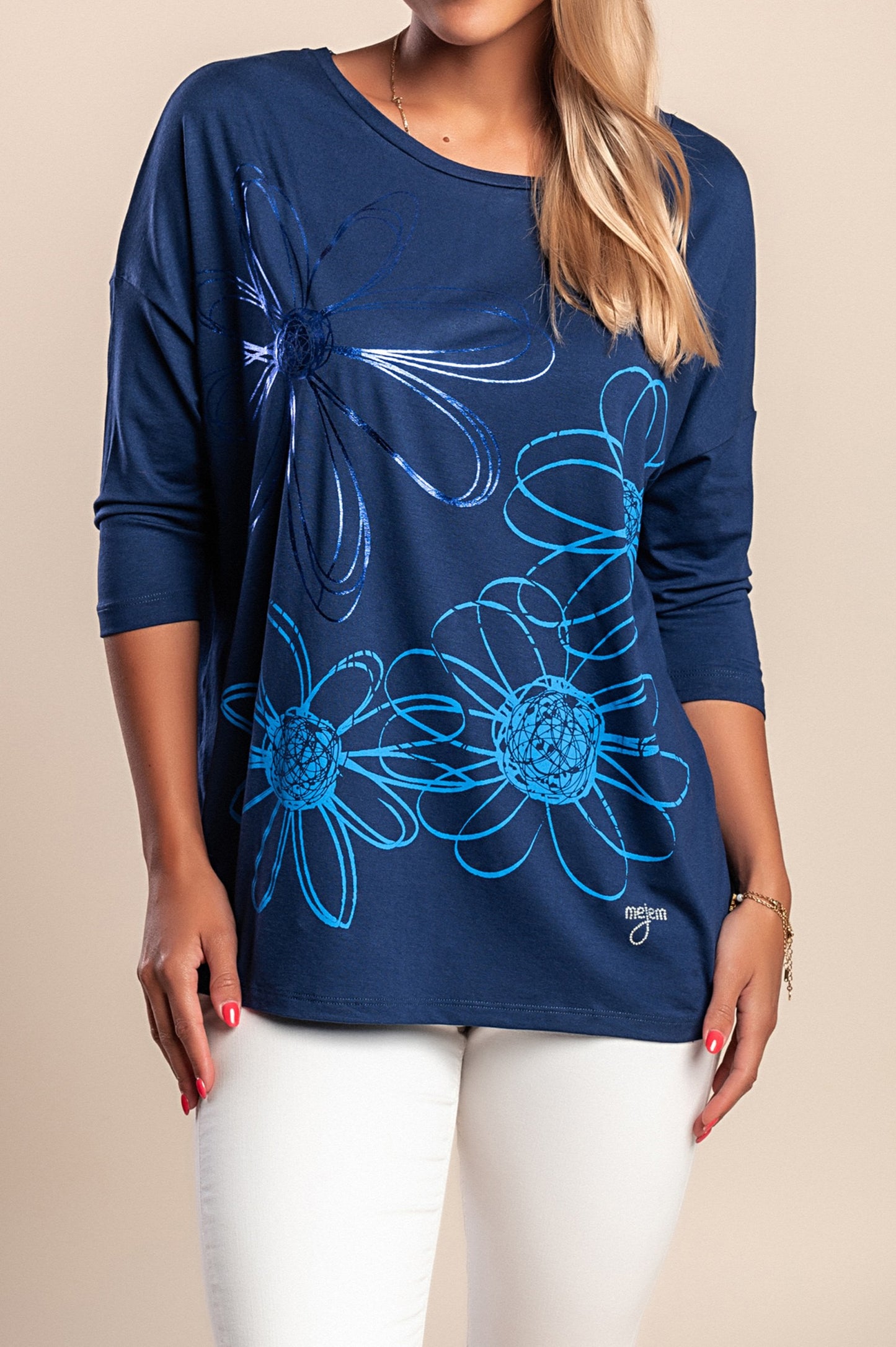 Maglietta a maniche 3/4, bianca