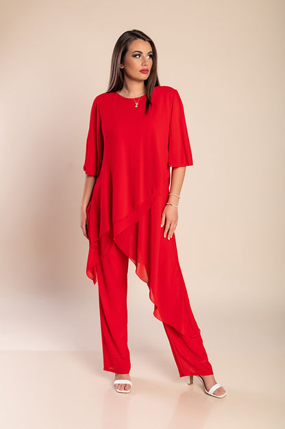 Set di elegante tunica traslucida e pantaloni lunghi  Claudette, neri