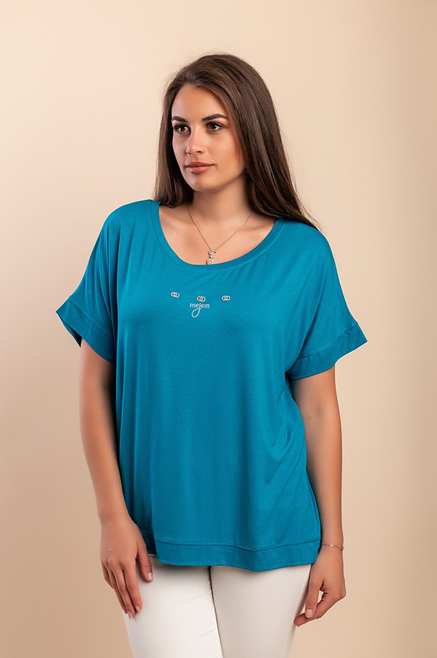 Maglietta girocollo, blu