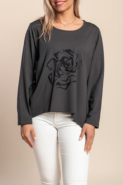 Maglia ampia a maniche lunghe, grigia