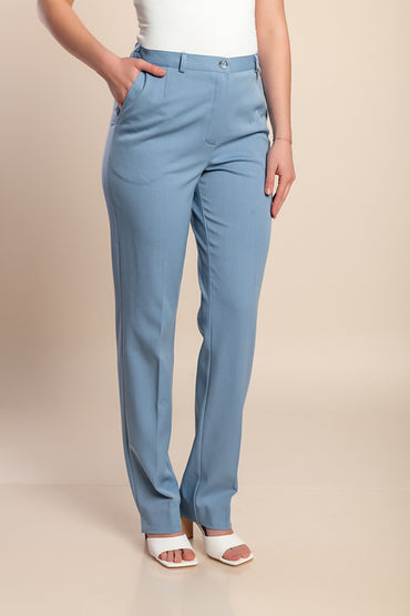 Pantaloni lunghi eleganti taglie forti, azzurro chiaro