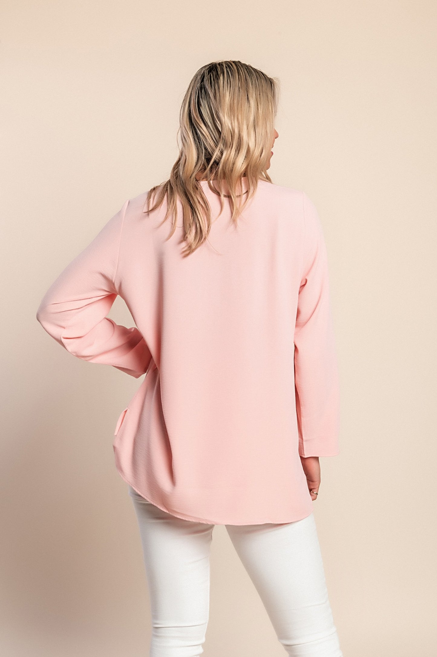 Camicetta con cerniera, rosa chiaro