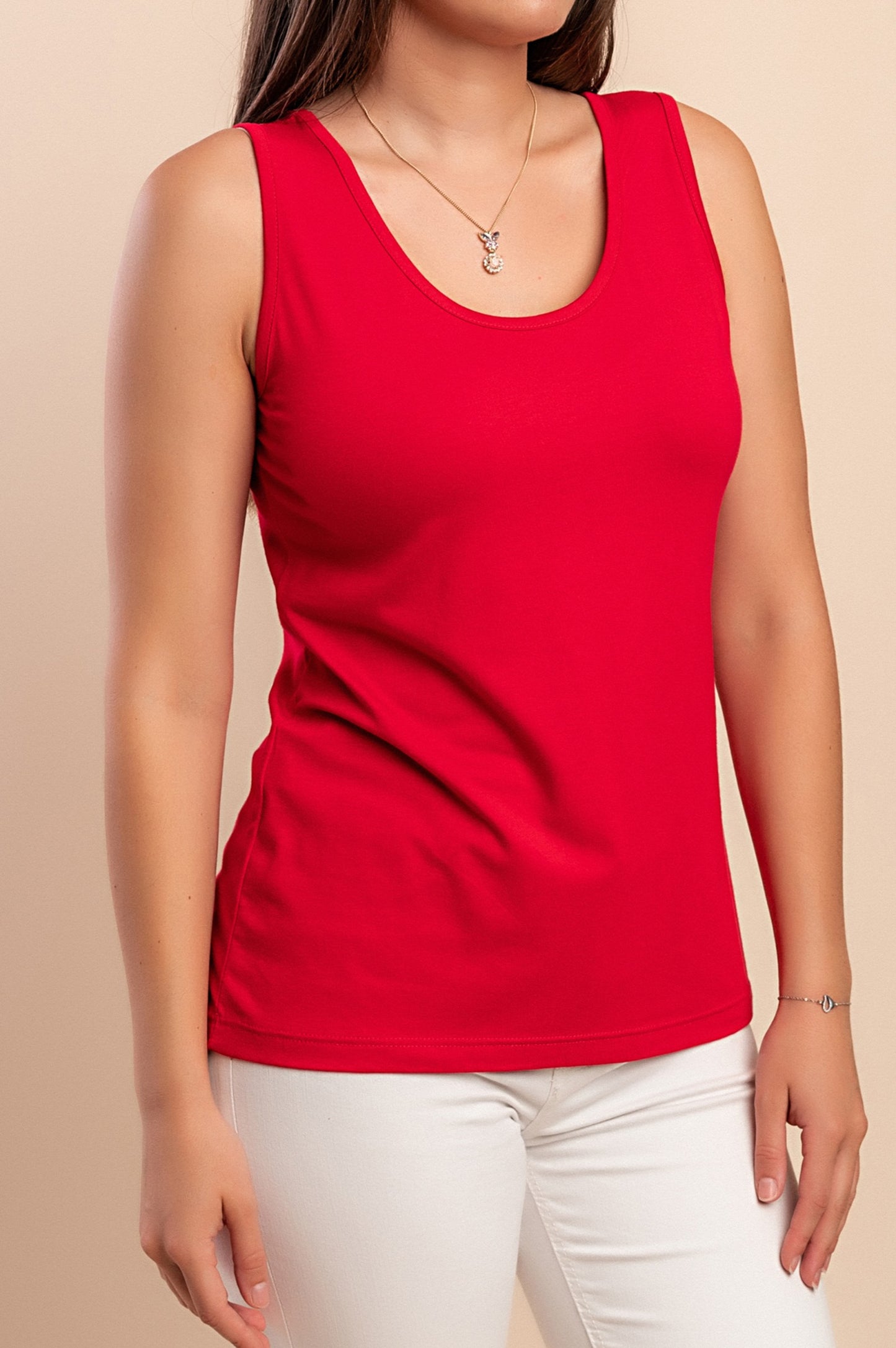 Top senza maniche in cotone, rosa