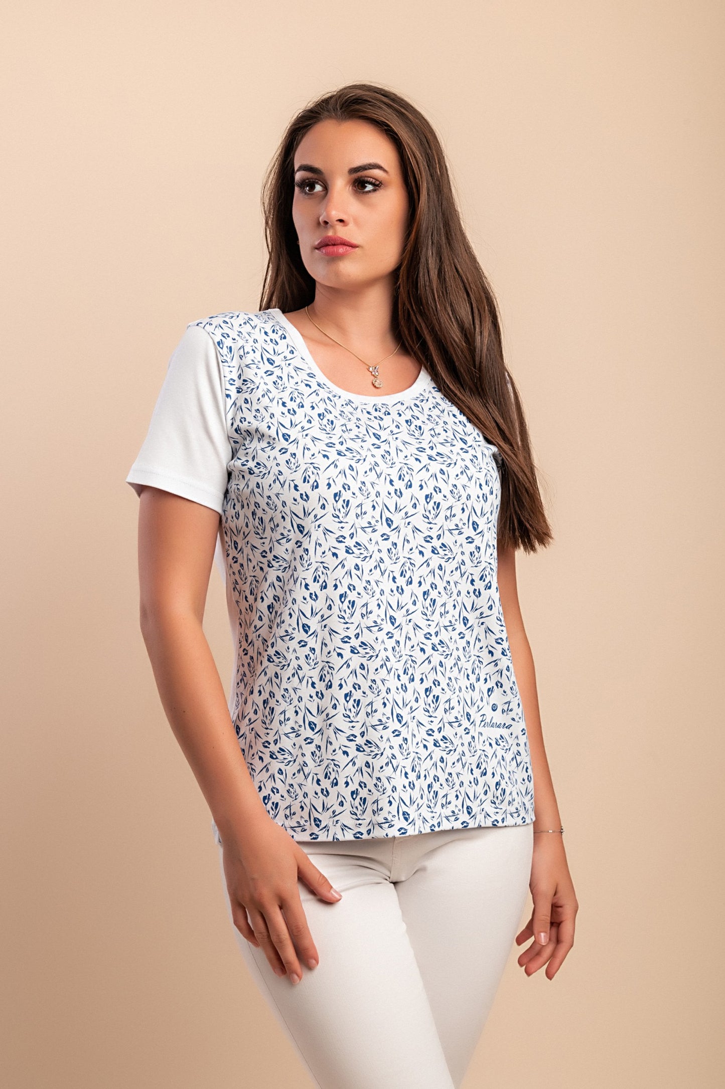 T-shirt in cotone con stampa, bianca
