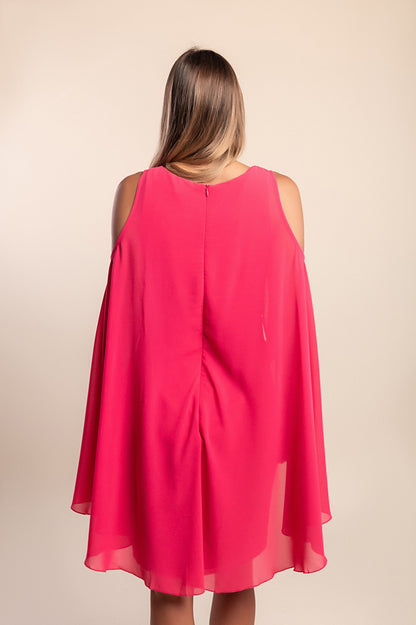 Abito midi con scollatura a spalle scoperte, rosa