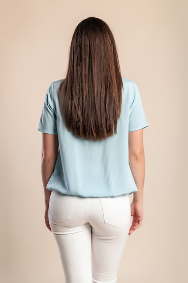 T-shirt in viscosa taglie forti, azzurra