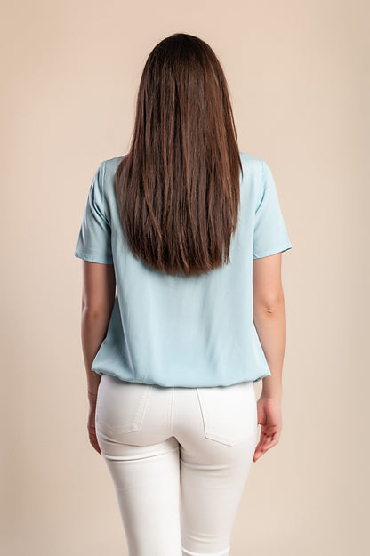 T-shirt in viscosa taglie forti, azzurra