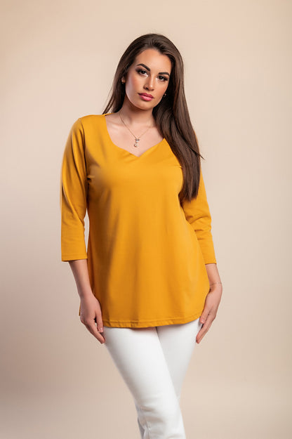 Camicia a maniche 3/4 taglie forti, senape