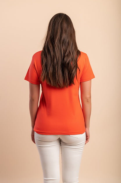 T-shirt in cotone con scollo rotondo, turchese