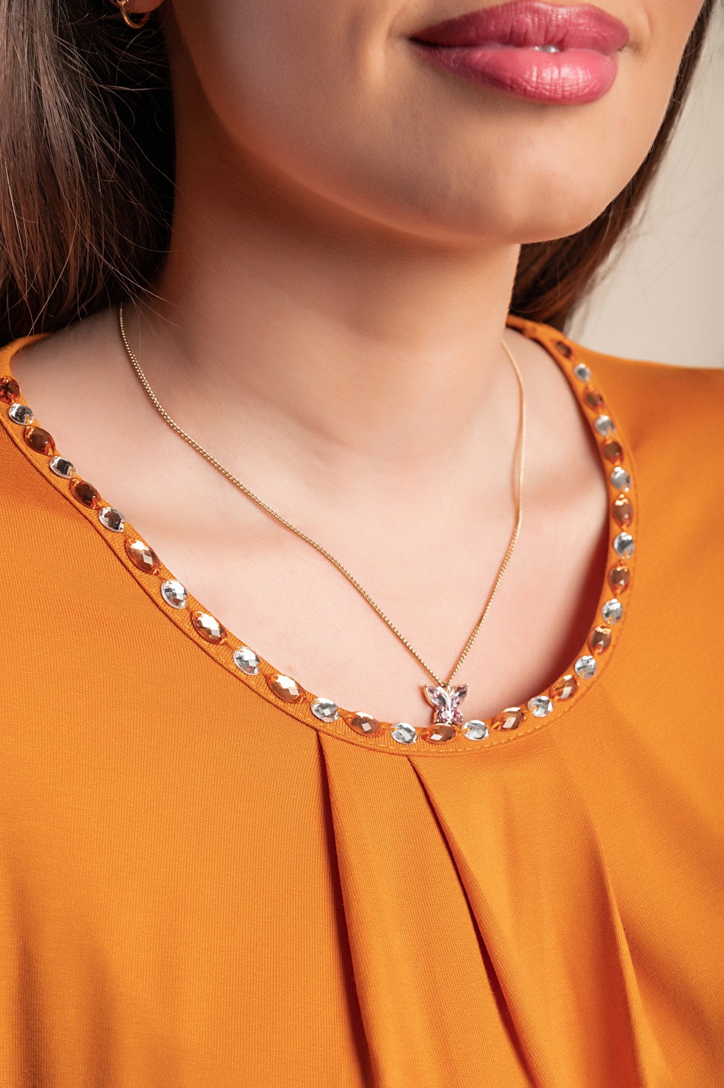 Top a maniche 3/4 taglie forti, arancione