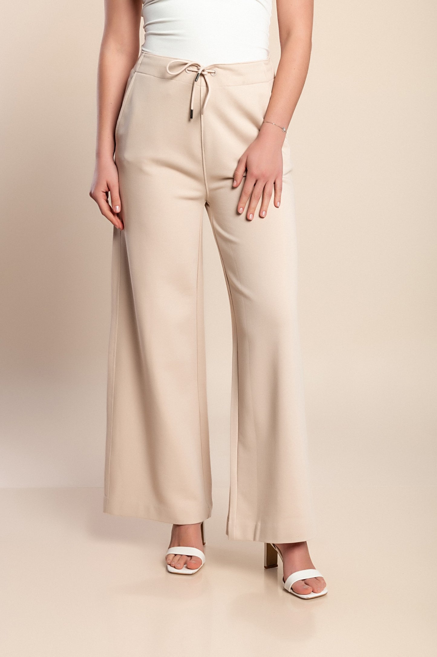 Pantaloni lunghi in cotone, beige