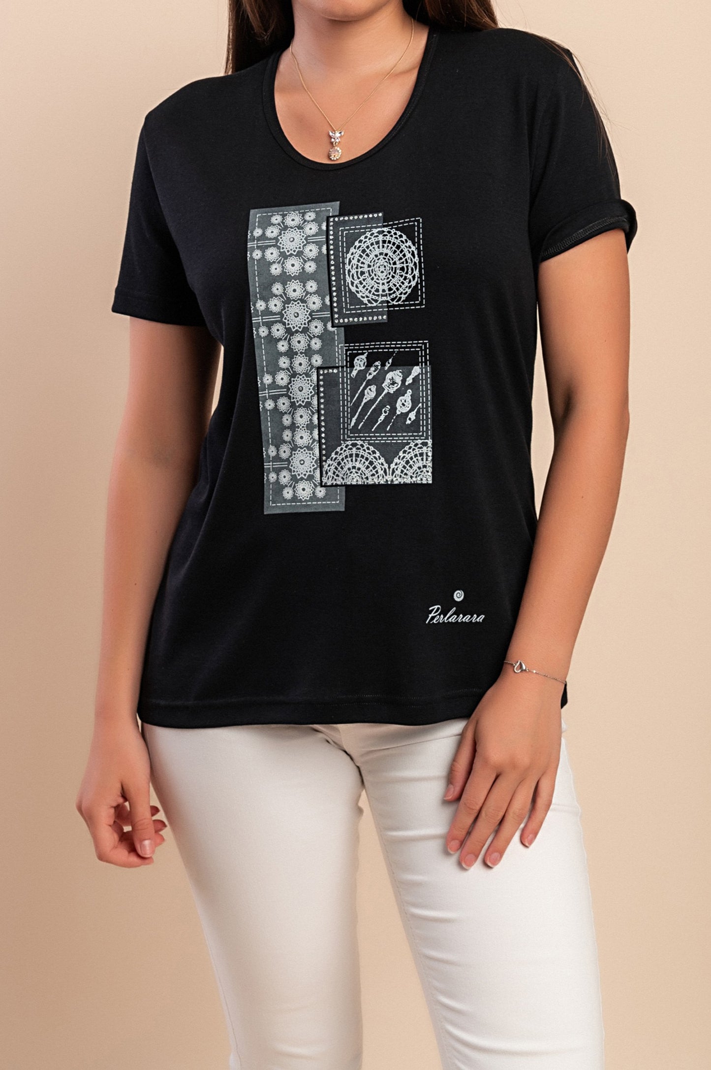 T-shirt in cotone con stampa, rosa