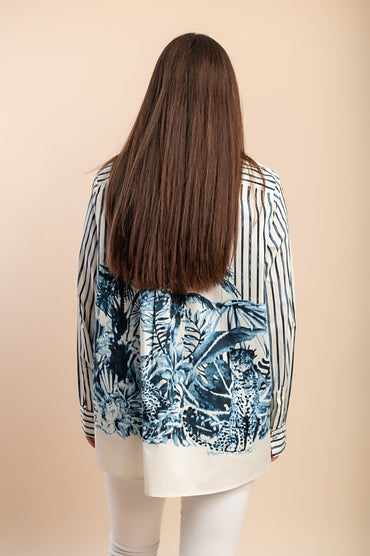 Camicia in cotone con stampa, bianca