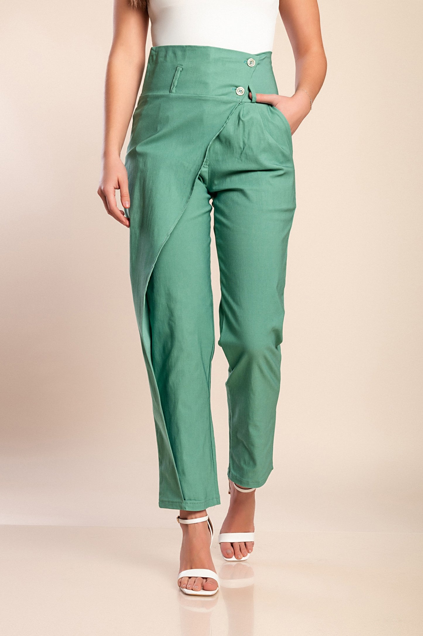 Pantaloni eleganti con volant, neri