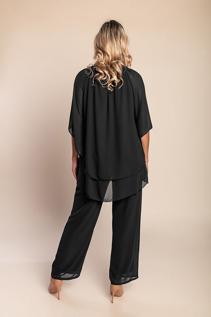 Elegante set tunica e pantaloni lunghi, blu scuro