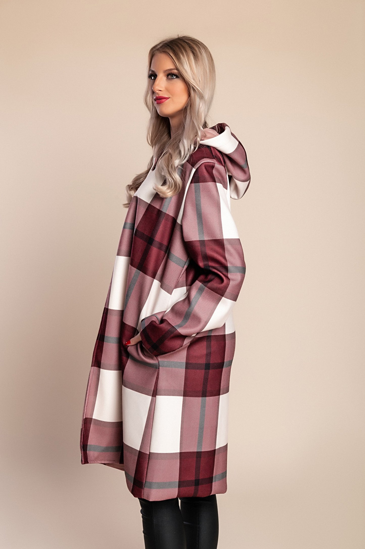Cappotto a quadri, marrone