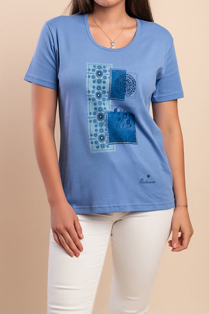 T-shirt in cotone con stampa, rosa