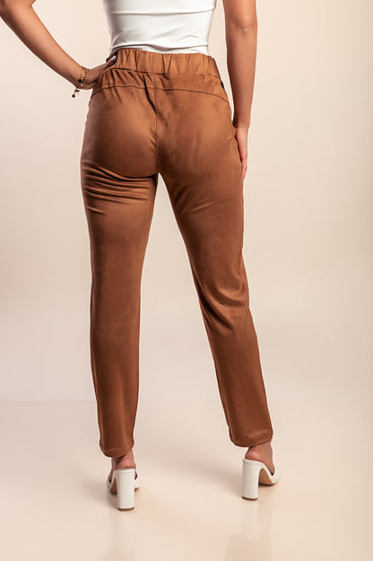 Pantaloni con elastico in vita, marroni