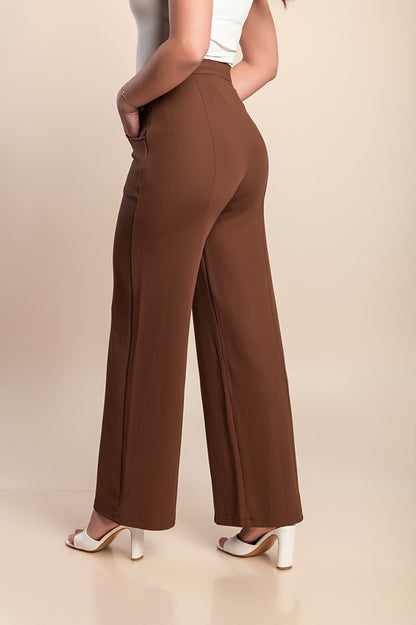 Pantaloni a vita alta, marroni