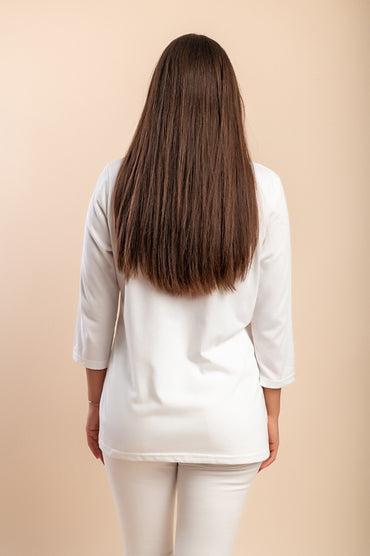 Top manica 3/4, bianco