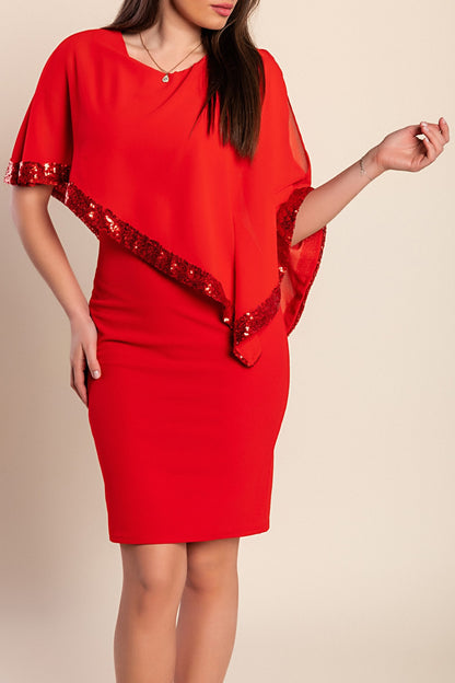 Vestito elegante con mantellina Arlet, bordo