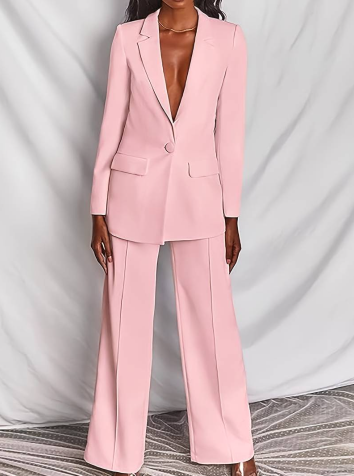 Completo giacca e pantaloni eleganti, rosa chiaro