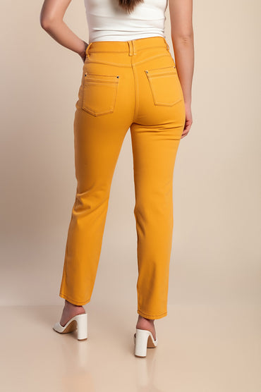 Pantaloni slim fit in cotone, gialli
