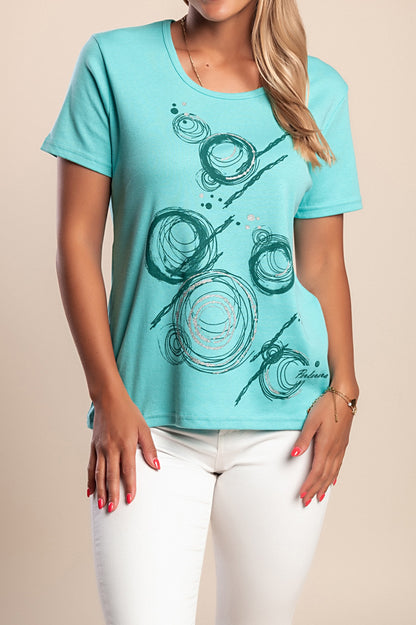 T-shirt in cotone con stampa, blu scuro