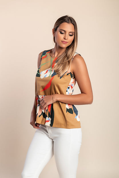 Camicetta senza maniche, cammello