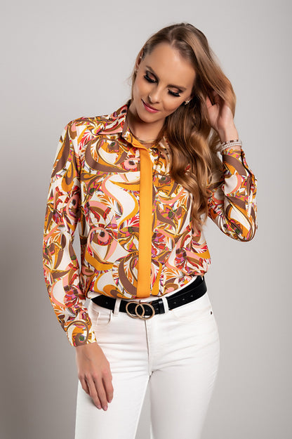 Camicia elegante con stampa, arancione
