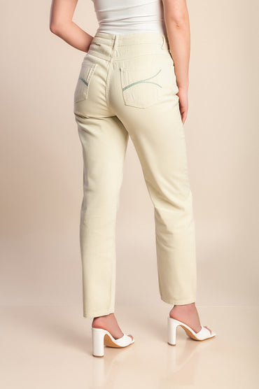 Pantaloni in cotone taglie forti, verde chiaro