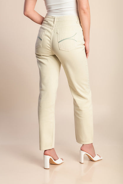 Pantaloni in cotone taglie forti, verde chiaro