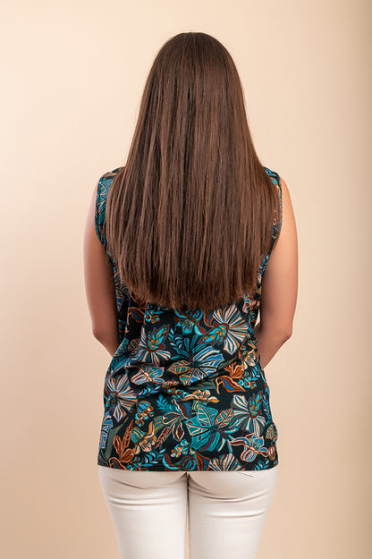Top in viscosa stampata, multicolore