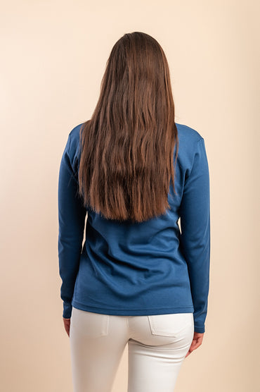 Maglia in cotone a maniche lunghe, blu