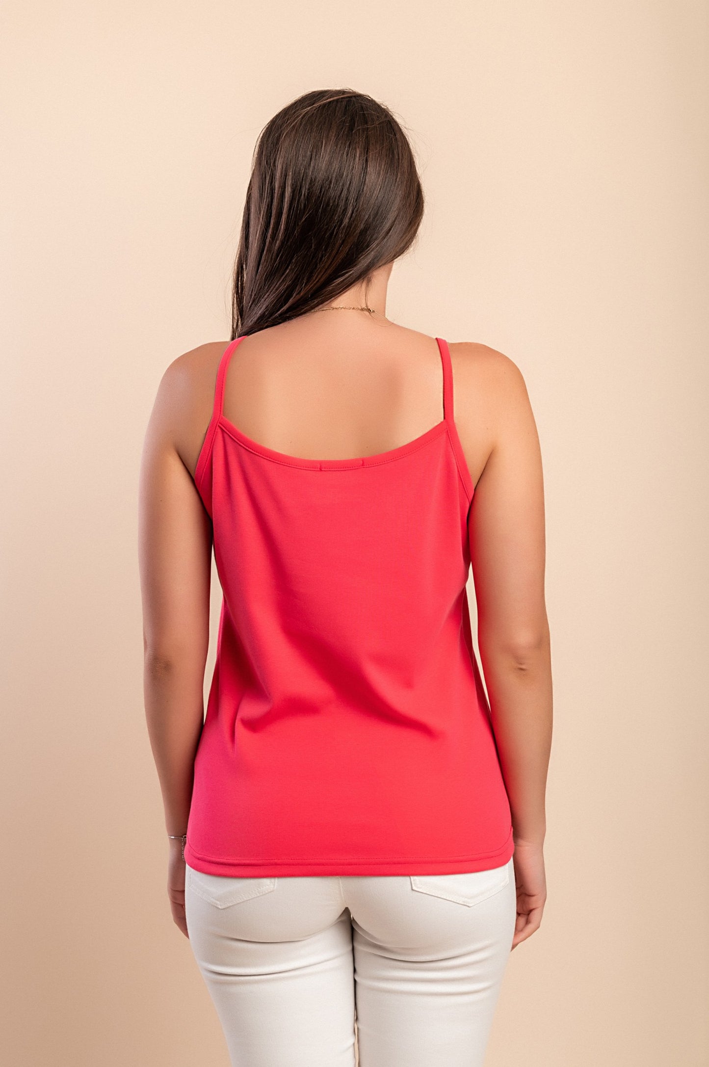 Top in cotone con spalline sottili, beige