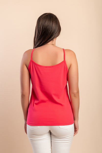 Top in cotone con spalline sottili, beige