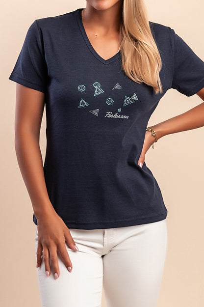 T-shirt in cotone con stampa, blu scuro