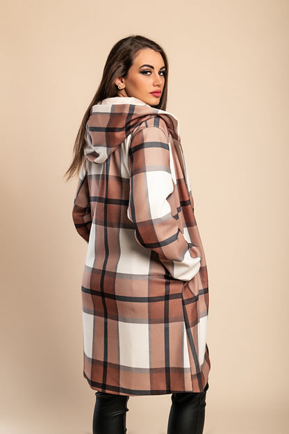 Cappotto a quadri, marrone