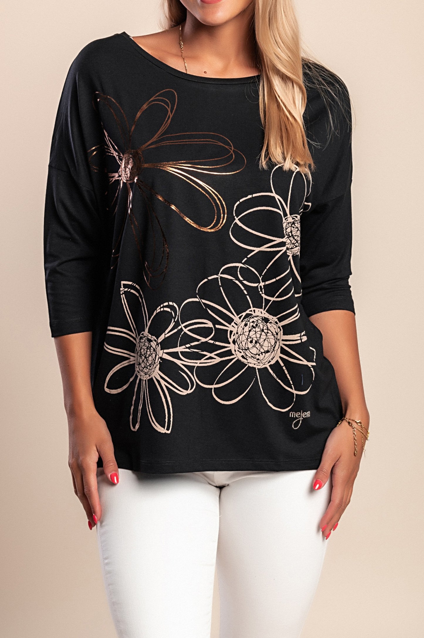 Maglietta a maniche 3/4, bianca