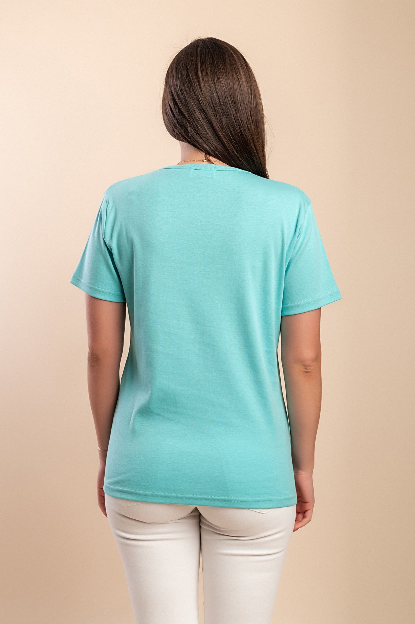 T-shirt in cotone con stampa, turchese