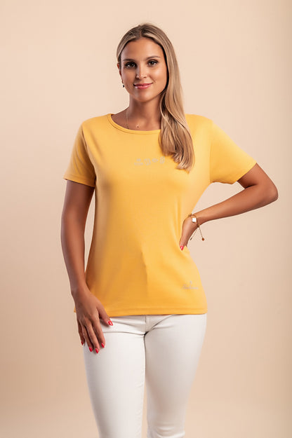 T-shirt in cotone con scollo rotondo, rossa