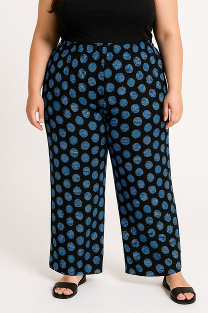 Pantaloni stampati taglie forti, neri