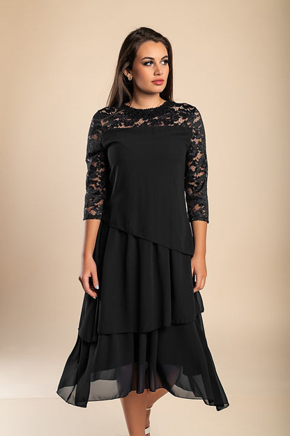 Abito elegante con pizzo, blu scuro