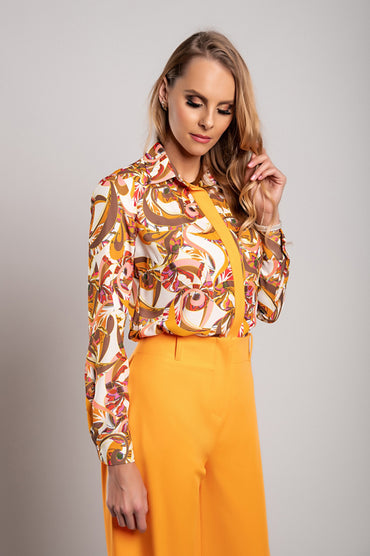Camicia elegante con stampa, arancione