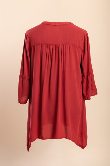 Blusa in viscosa taglia comoda, rossa