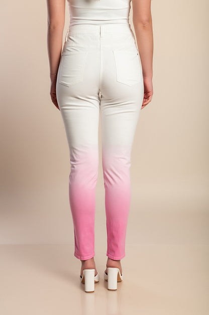 Pantaloni di cotone taglie forti, bianchi