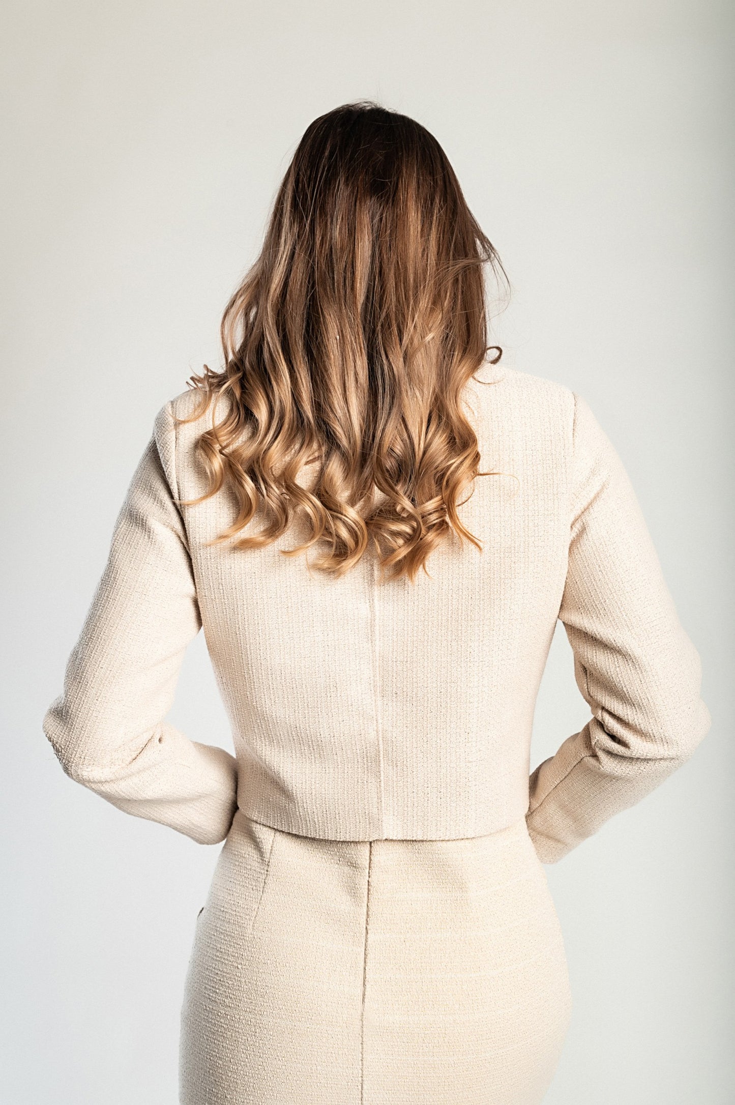 Giacca corta in tweed, beige