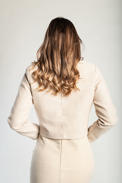 Giacca corta in tweed, beige