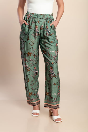 Pantaloni lunghi con stampa, verdi